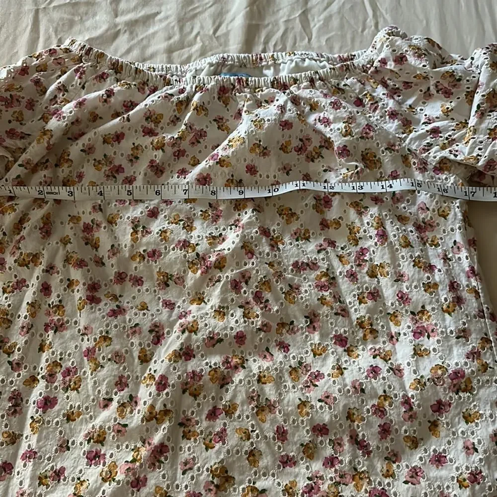 CeCe | Floral Puff/Ruched Sleeve Blouse Size S